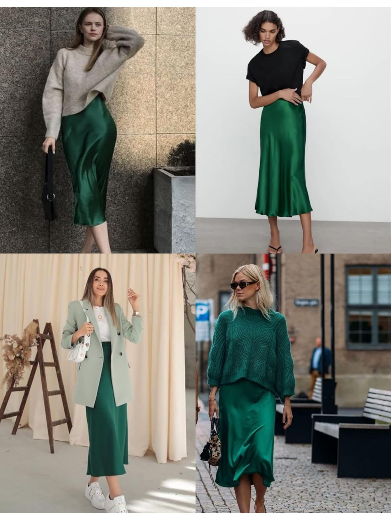 Midi Skirt Green Maxi Skirt Silk Emerald Green Satin Skirt Outfit