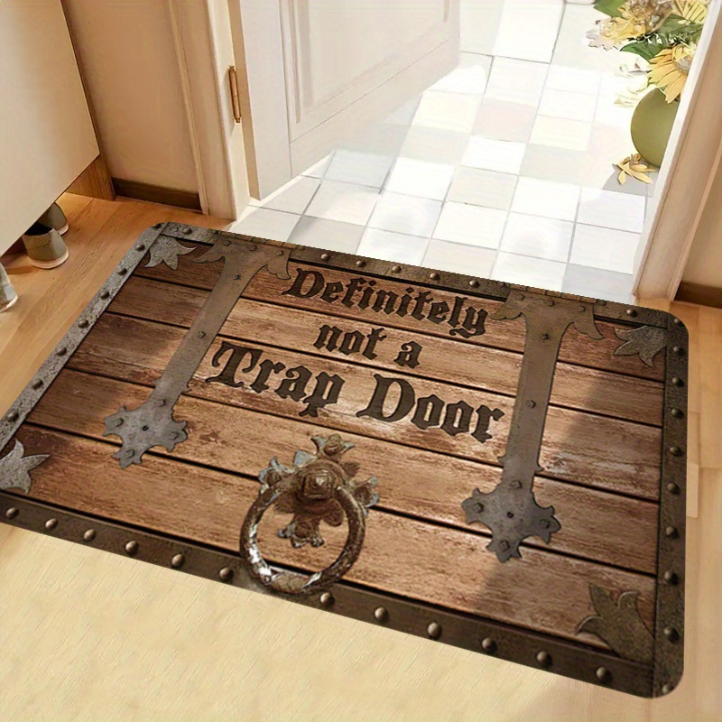 1pc humorous   not   door design polyester doormat non slip machine washable floor mat for bedroom living room and hotel decor 1cm thick sponge padding details 1