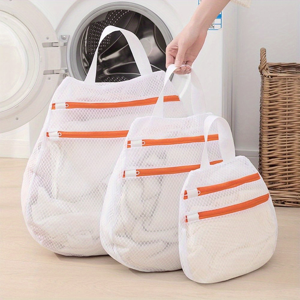 

Double Layer Reusable Mesh Laundry Bags With Zipper - Anti-deformation, Suitable For Clothes And Underwear - Available In Various Sizes