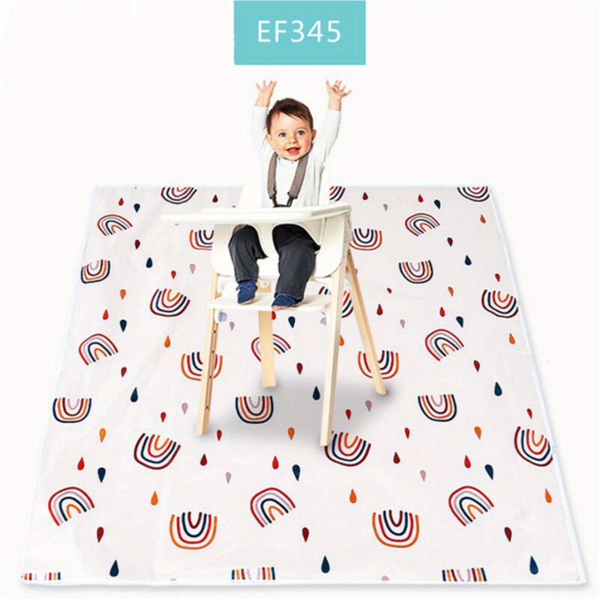 happyflute waterproof   feeding mat anti slip washable high chair splash guard with colorful design details 3