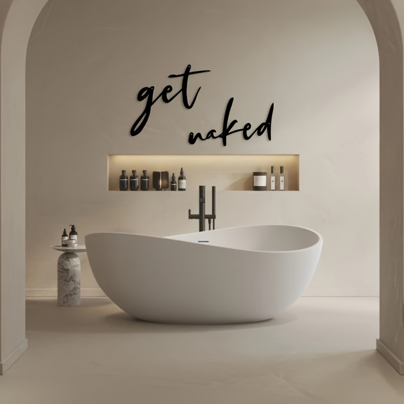 TEMU 2pcs/set Retro Metal Get Naked Wall Sign For Home Decor - Aesthetic Metal Wall Art Ornament For Bar, Kitchen, Bedroom, Bathroom - Room Decoration Piece