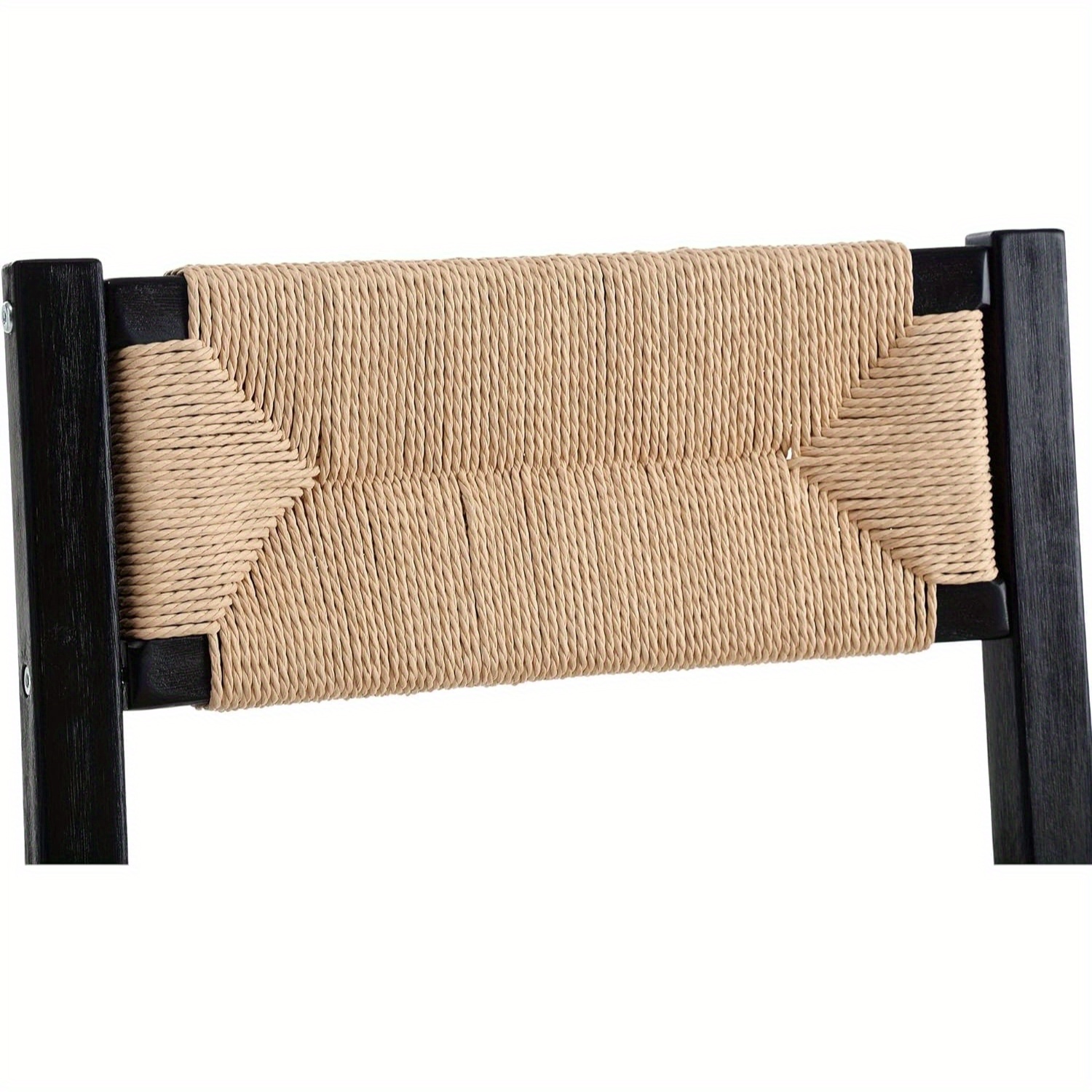 2 Pcs Wooden Dining Chairs With Beige Paper Rope Weave Backrest And ...