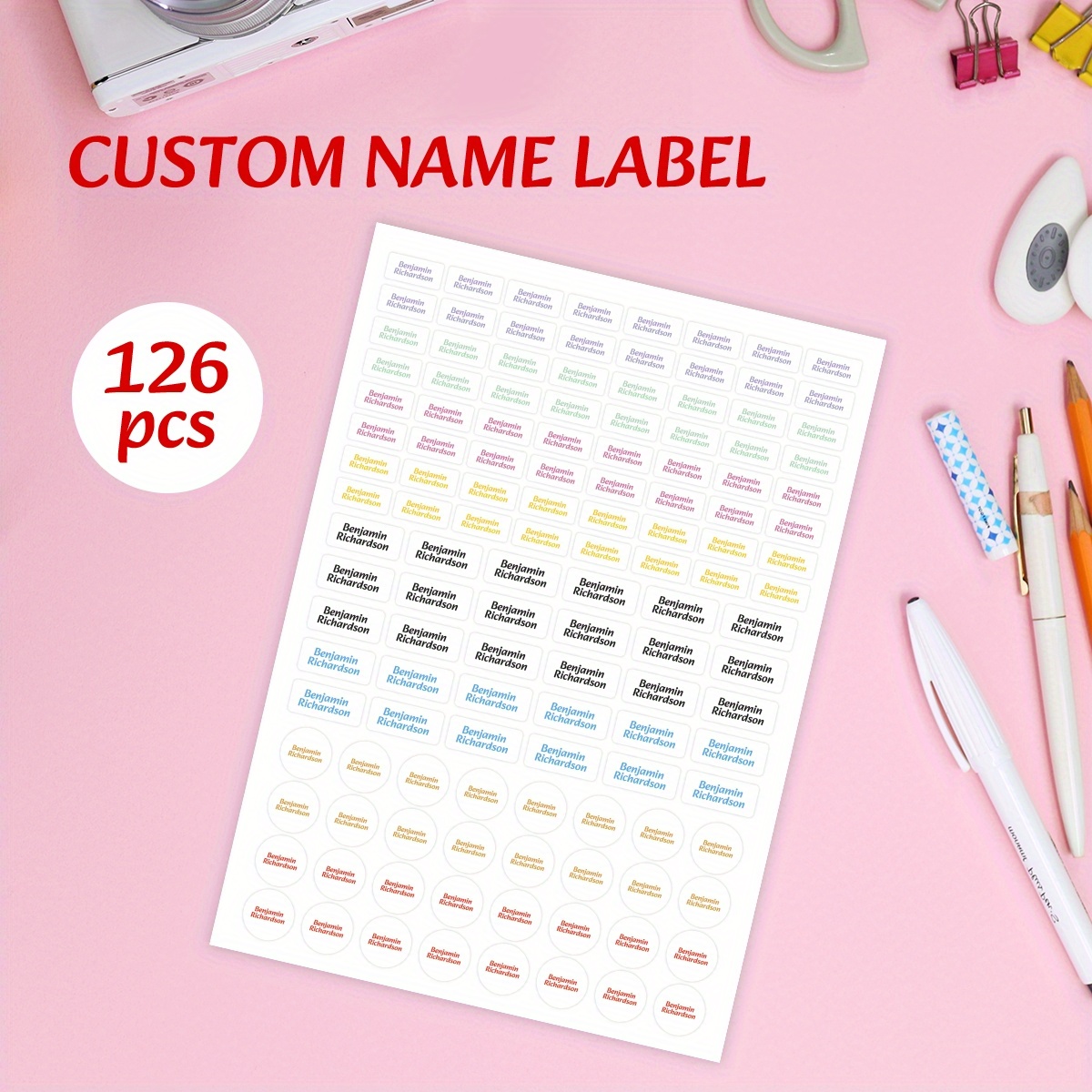 

Waterproof Custom Name Stickers 126pcs, Personalized Name Labels For School Supplies, Office, Water Bottles, Back To School Use, Pp Material