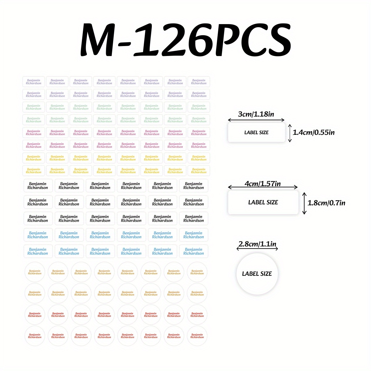 Image of Custom 126pcs Name Labels, For School Students, Office, Water Bottles, Back To