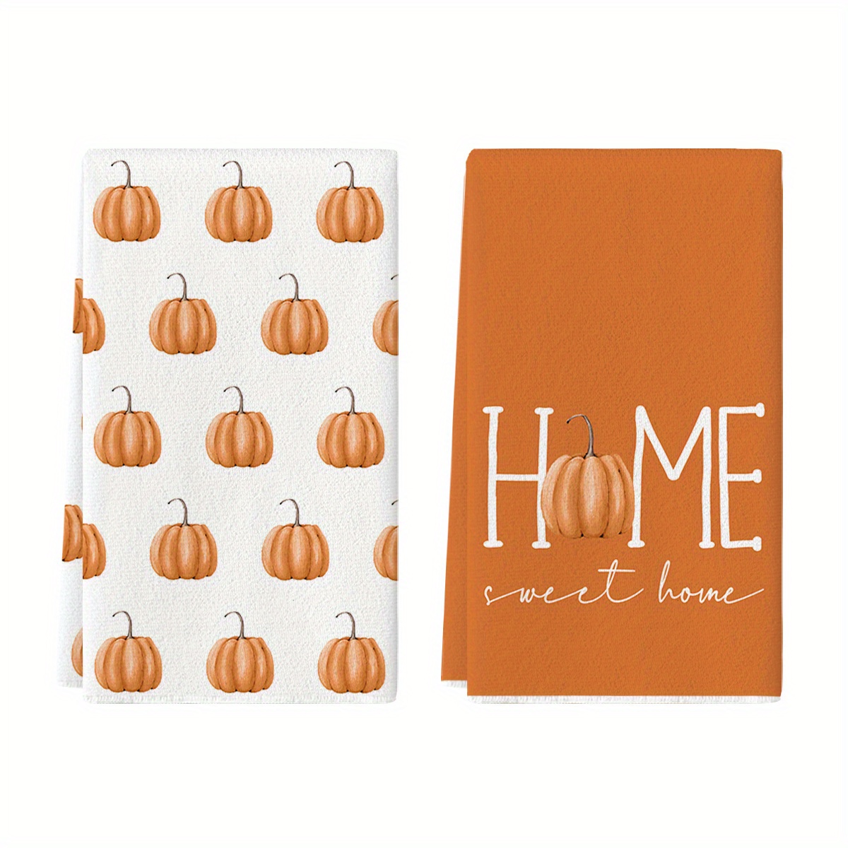 

Sm:)e Orange Pumpkin Fall Kitchen Towels Dish Towels, 18x26 Inch Home Sweet Home Thanksgiving Decoration Hand Towels Set Of 2