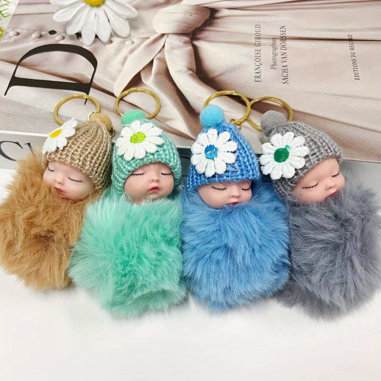 10pcs Plush Sleeping Doll Keychain Set, Polyester Fiber Street Style Hat Doll Pendants - Ideal for Christmas, Valentine's Day, Halloween, Mother's Day Gifts details 9