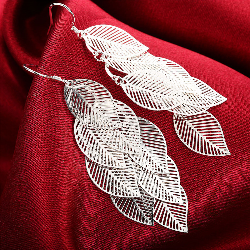 

Sweet And Fashionable Hollowed Out Leaf Earrings And South Korea, Silver Plated Leaf Earrings, Women's Earrings