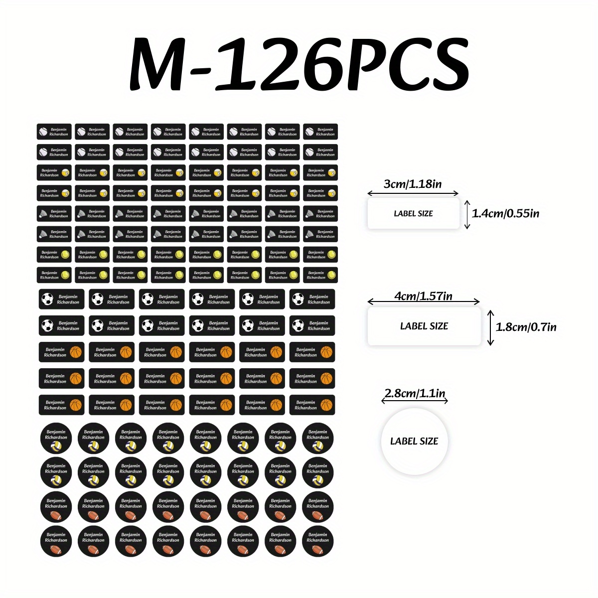 Custom 126pcs Name Stickers For School Students, Office, Water Bottles, Back-to-
