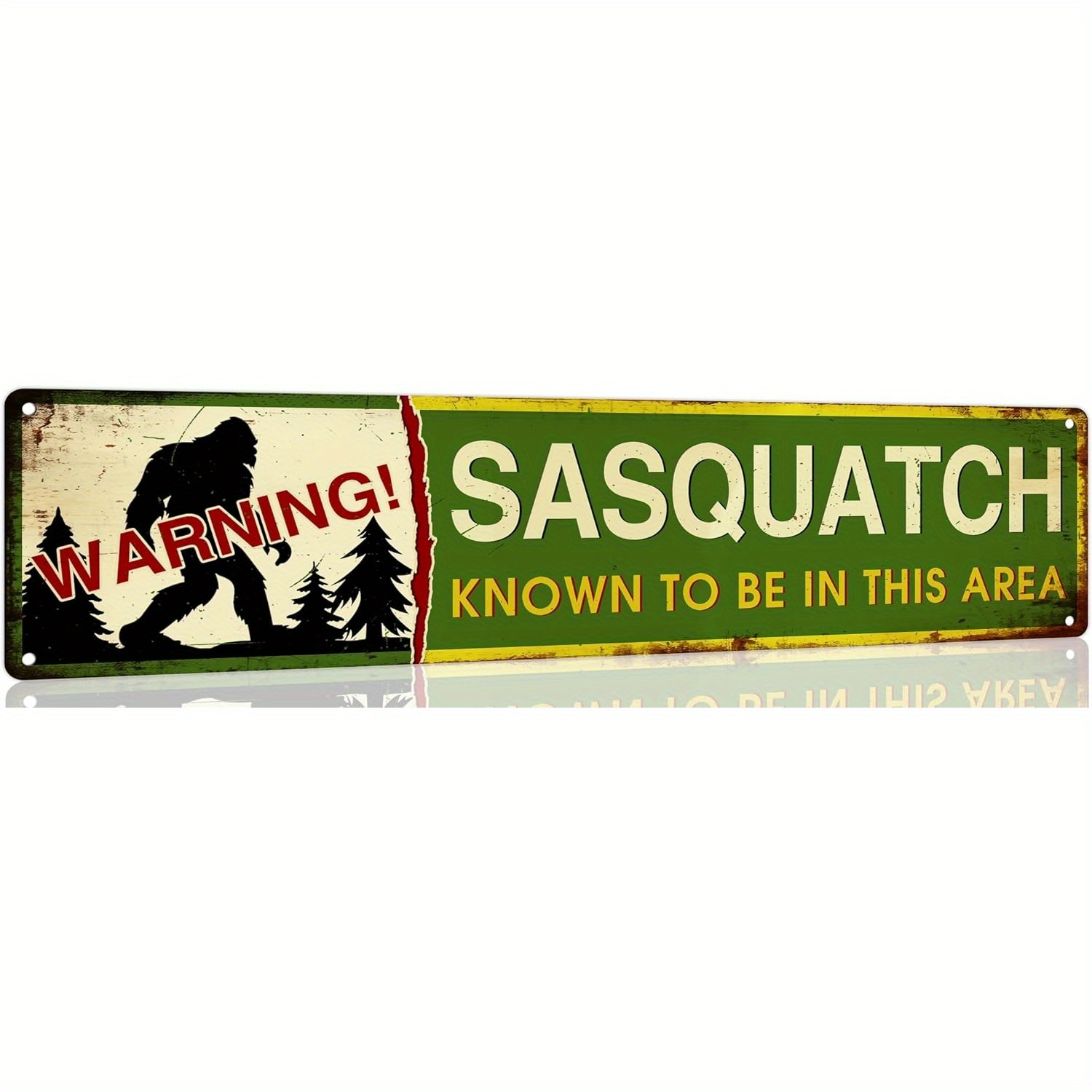 

Vintage Sasquatch Warning Sign: Metal Tin Poster For Home Decor - 4x16 Inches