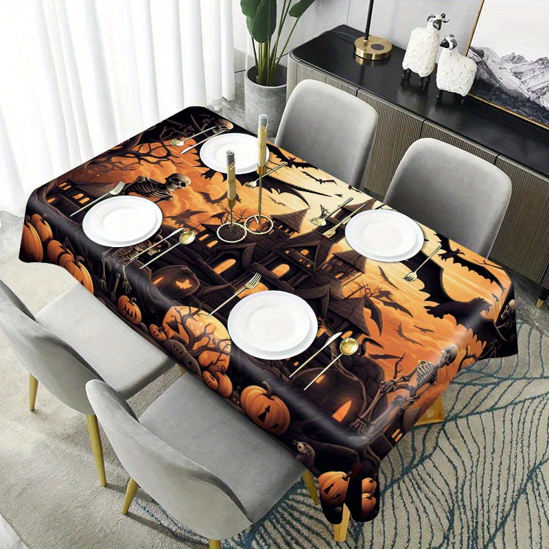 

Printed Tablecloth, Stain And Wrinkle Resistant, Polyester Rectangular Table Cover For Dining, Party, Buffet, Wedding - Woven, Machine-made Weave, Farmhouse Decor Tablecloth For Indoor Use