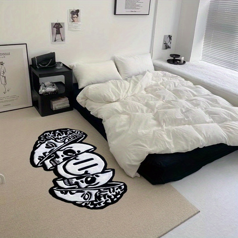 soft fluffy skull pattern area rug 1pc hand washable   living room bedroom and home decor details 2