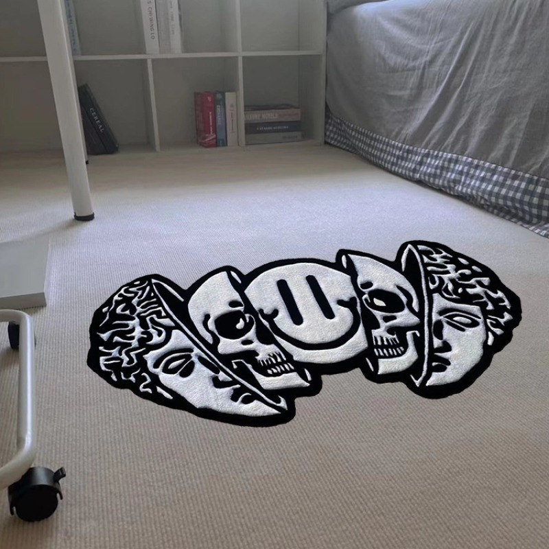 soft fluffy skull pattern area rug 1pc hand washable   living room bedroom and home decor details 4