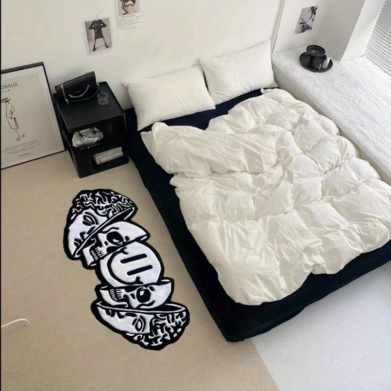 soft fluffy skull pattern area rug 1pc hand washable   living room bedroom and home decor details 5