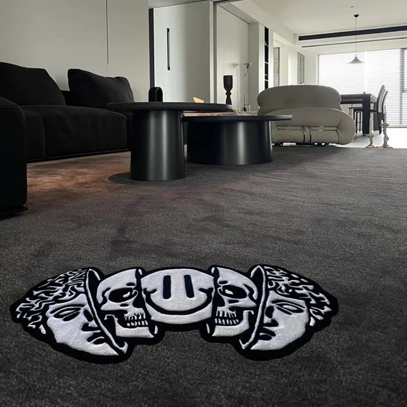 soft fluffy skull pattern area rug 1pc hand washable   living room bedroom and home decor details 8