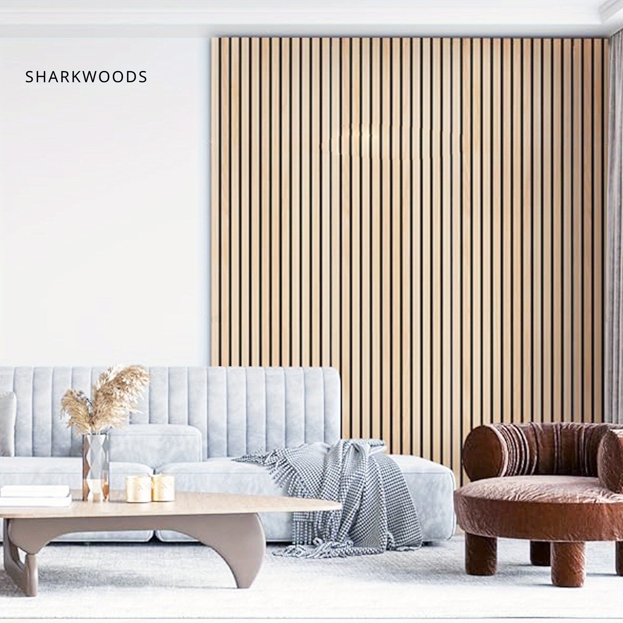 

Sharkwoods Sound Absorption Decorative Wood Paneling, Your Recording Acoustical Treatments With Soundproofing Wall Panels (4-pack)