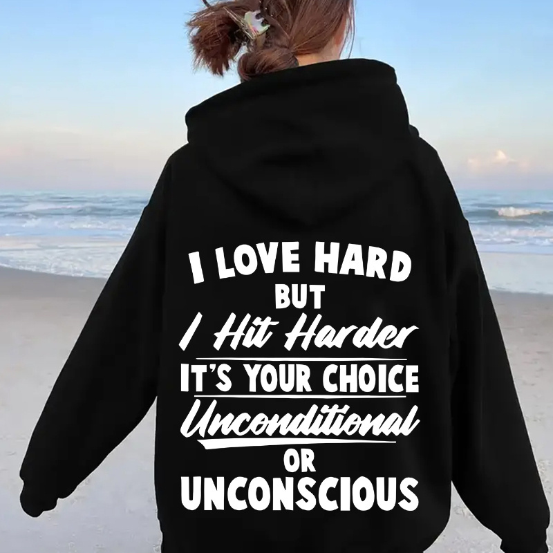 

Letter Print Long Sleeve Hoodie, Drawstring Casual Hooded Sweatshirt, Women's Clothing