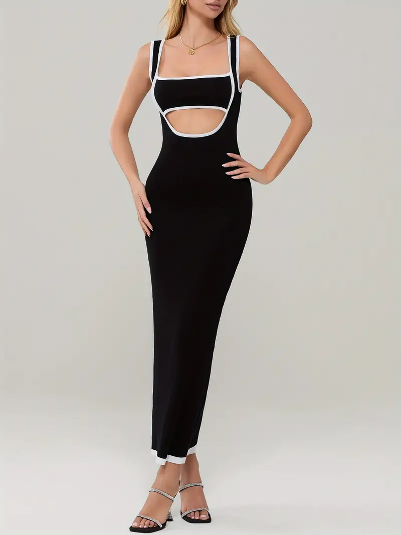 women tank dress summer contrast color cutout backless party - Temu women tank dress summer contrast color cutout backless party - Temu