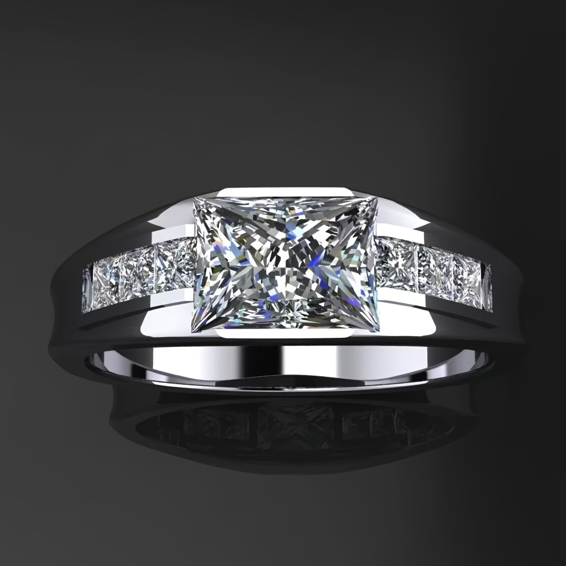 

A Lady's Engagement Ring With A Simple Square Zirconia Setting, Suitable For Both Men And Women For Romantic Weddings, Daily Wear, Leisure, Business, And Jewelry Wearing.