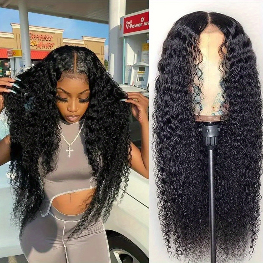 TEMU 250% Density Brazilian Human Hair Lace Front Wig - Deep Wave 13x6 Hd Lace Frontal Wig With Pre- Baby Hair, Natural Full Edges & Ear-to-ear Lace For, Stylish