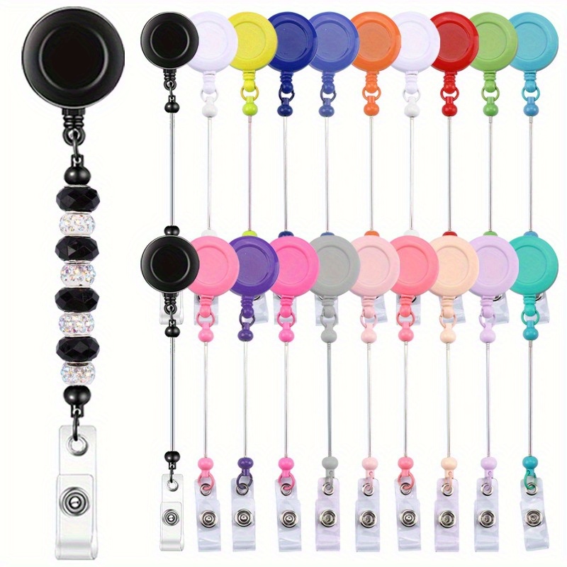 

10pcs Beadable Retractable Badge Reel Clips Holder For Jewelry Diy Gift For Keychain