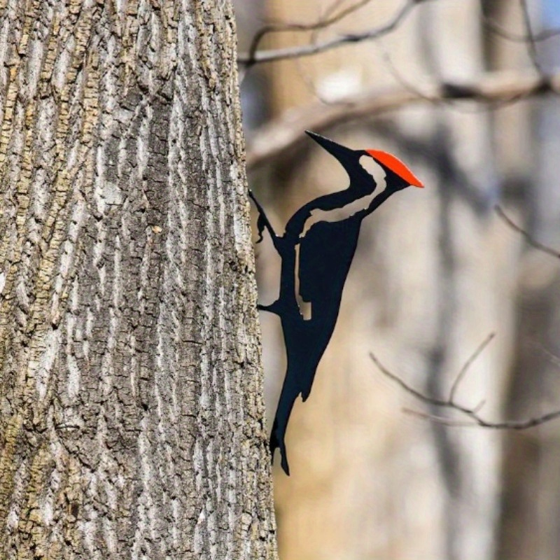 

1pc Metal Woodpecker Silhouette Wall Sculpture - Art Deco Style Outdoor Animal Statue For Garden Decor, No Battery Required, Ideal For New Year's Day Housewarming Gift