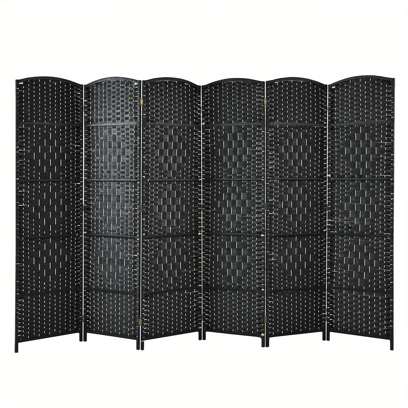 

Maxmass 6-panel Room Divider 6 Ft Weave Fiber Folding Privacy Screen Black