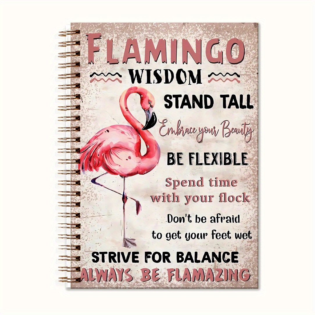 

1pc Flamingo Wisdom Spiral Notebook - Inspirational Quotes Journal, Mental Health Diary For Friends, School Counselors, Therapists - Office & School Stationery, 5.5x8.3 Inches