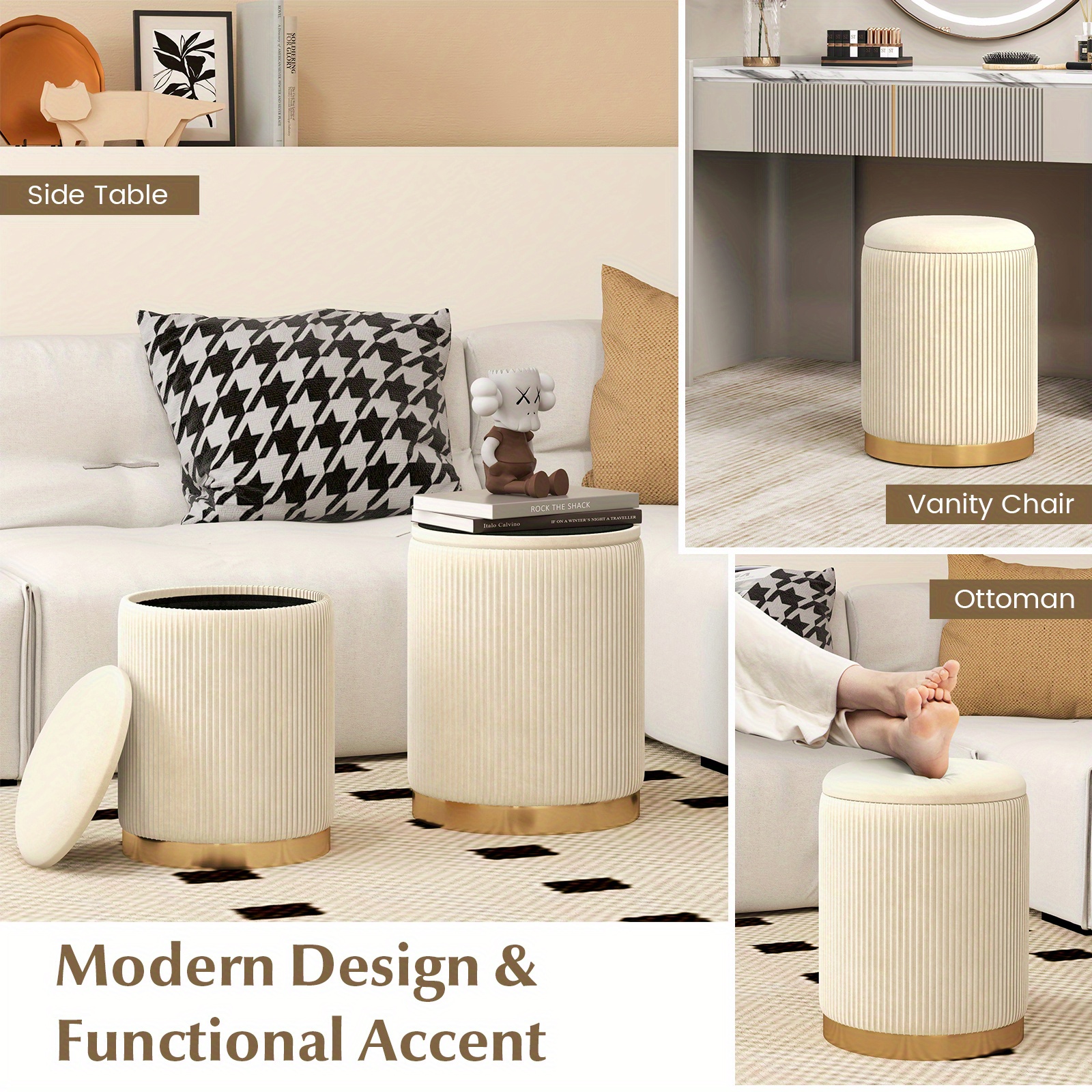 Banc de Rangement, Ottoman avec Espace de Stockage, Coffre de Rangement