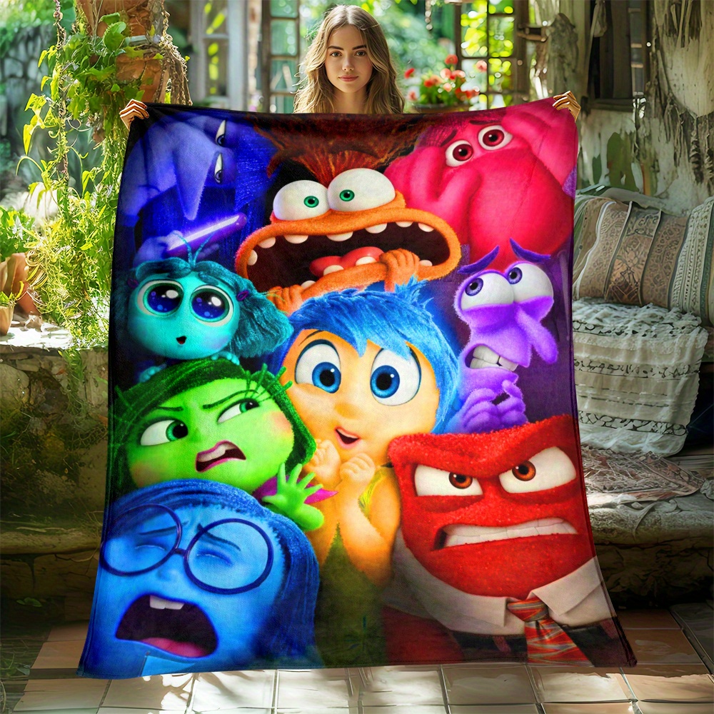

1pc Ume Inside Out Characters Plush Flannel Throw Blanket - Glam Print Style, Cartoon Theme, All-season Cozy Digital Printed Fleece Blanket For Couch, Bed, Travel - Soft, Tear Resistant, Lightweight