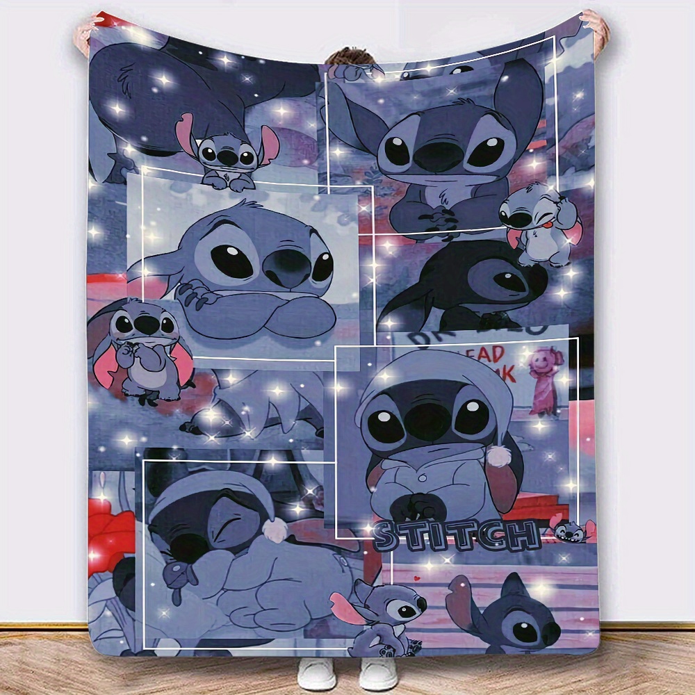 

Disney Stitch Cartoon Blanket - Soft Polyester Throw For Living Room Home Decoration, Sofa, 4 Seasons Travel, And Snuggle