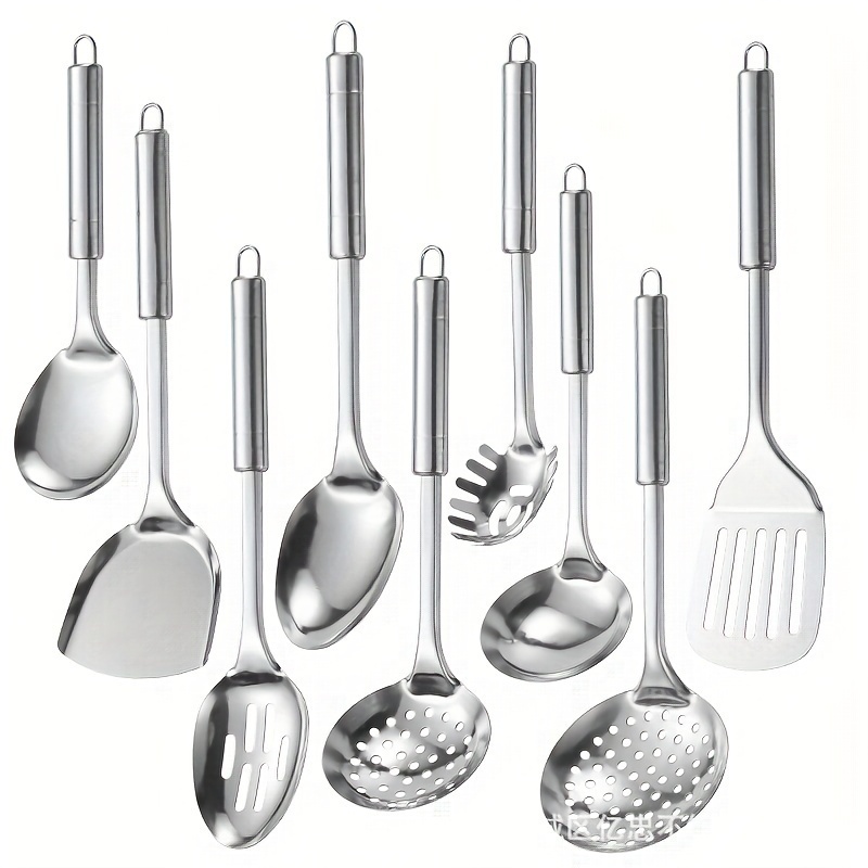 

9-piece Stainless Steel Kitchen Utensil Set, Non-stick & Dishwasher-safe Cookware Tools, Modern Cooking Gadgets, Essential Kitchenware For Home And Restaurant