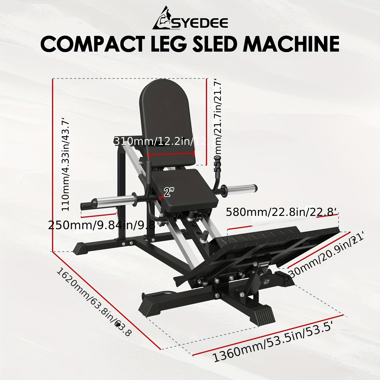 compact leg sled machine leg press machine capacity 900lbs   squat machine combo calf   home gym Product details 0