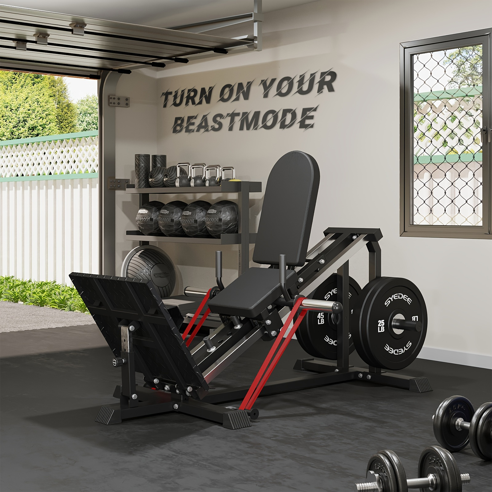 compact leg sled machine leg press machine capacity 900lbs   squat machine combo calf   home gym Product details 4