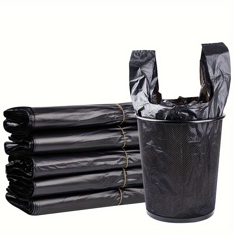 

50 Pack Extra Strong Thickening Type Black Trash Bags With Handles - Leak-proof, Durable Plastic Garbage Liners For Kitchen, Bathroom, Living Room, And Office Waste Disposal