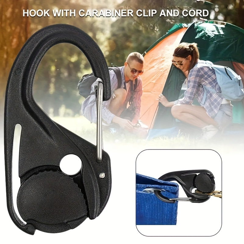 

1pc Universal Self-locking Carabiner Hook With Cord Tightener, Fiberglass -free Rope Fixing Clip For Tents And Umbrellas