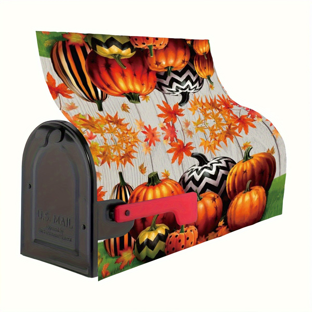 

Autumn Charm Magnetic Mailbox Cover - Waterproof Pumpkin & Maple Leaf Design, Standard Size 21x18 Inches