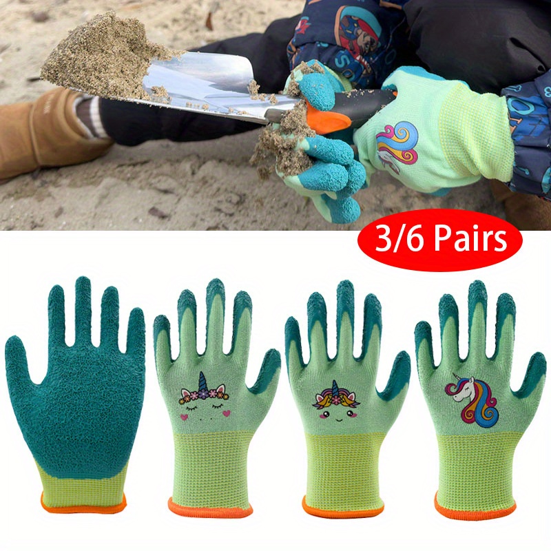 

Kids Gardening Gloves: Toddler Work Gloves For Ages 4-12, Good Grip, Comfortable For Little Gardeners - Free From Parabens, Machine Washable, Patterned Design