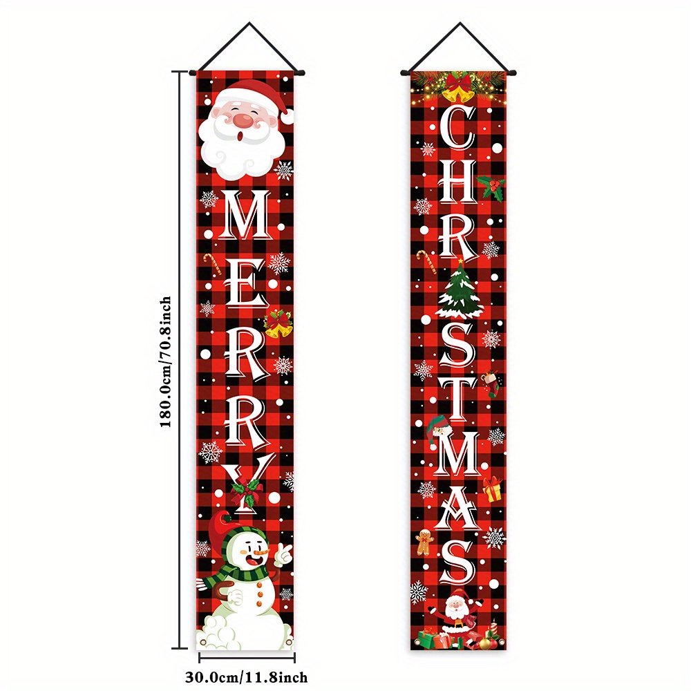 TEMU A Pair Of Christmas Porch Decoration Banners, Made Of Polyester, Perfect For Indoor And Outdoor Christmas Party Decorations Room, Kitchen, And Door