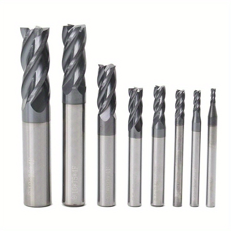 

Cnc End Mill Set, Carbide Steel 4 Fultes Milling Cutter, Router Bits Rotary Bits Tool Straight Shank 2-12mm 8pcs