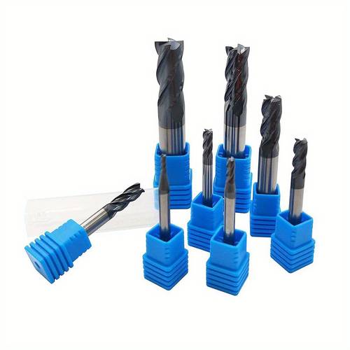 8pcs 2 12mm cnc square nose end mills carbide steel 4 fultes milling cutter router bits rotary bits tool straight shank 2 12mm