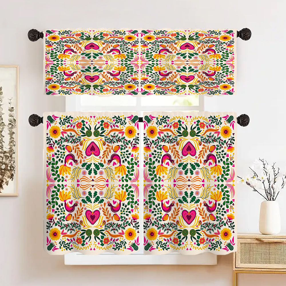 

1pc/2pcs Mexican Pattern Curtains, Polyester Printed , - Rod Decor Curtain, Suitable For , , , Bathroom, , , Etc., Decoration,