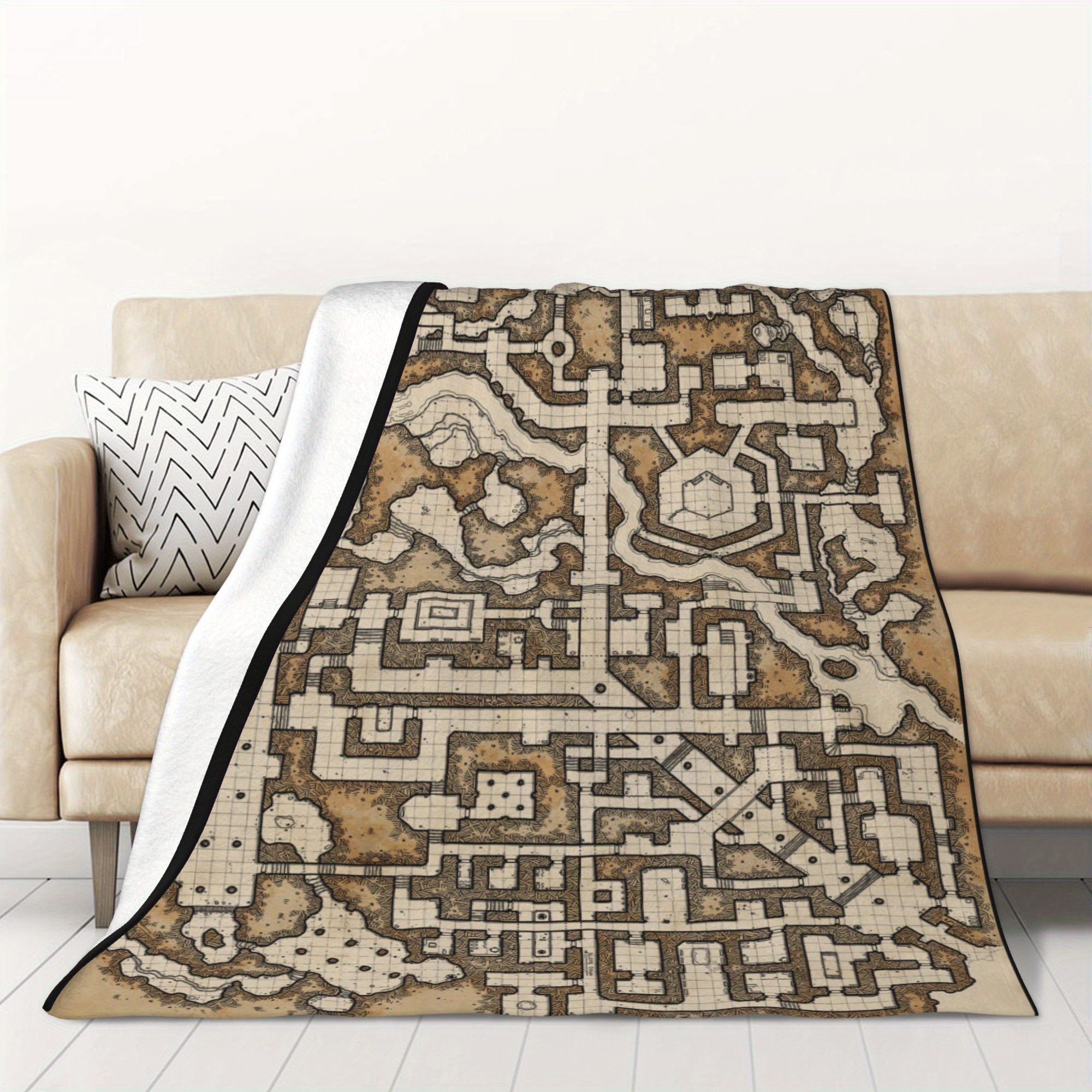 

Cozy Flannel Throw Blanket With Classic Game Map Design - Perfect For Couch, Bed, Office, And Travel - Ideal Gift For Gamers