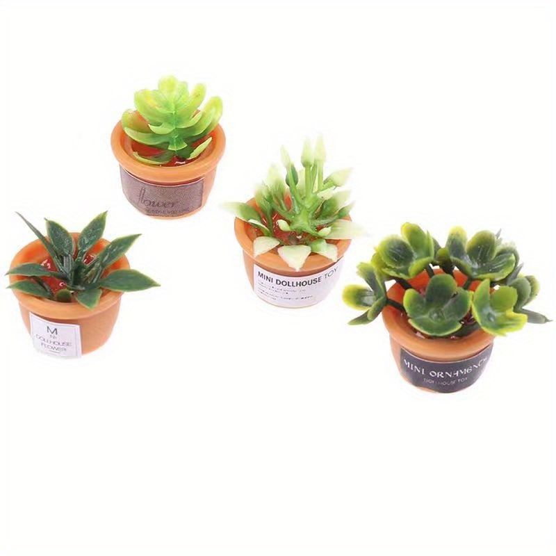 Image of 1/12 Scale Miniature Flower Potted For Green Plant Ornament - Diy Miniature Garden/livroom Scene Decoration - Perfect Gift