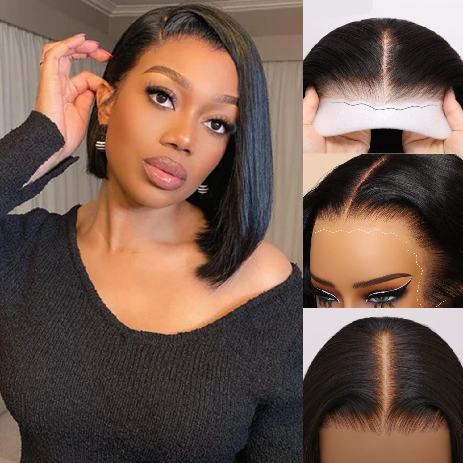 

Tewig 13x4 Lace Frontal Black Bob Pre-everything Wig For Summer 200% Density Wear And Go Glueless Bob Wig Human Hair Straight 13x4 Pre-cut