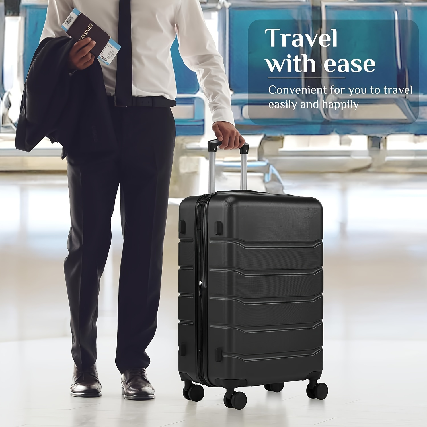 

Portable Luggage Suitcase With Tsa Lock, Carry On Lightweight Trolley Case, Travel Case With Double Spinner Wheels