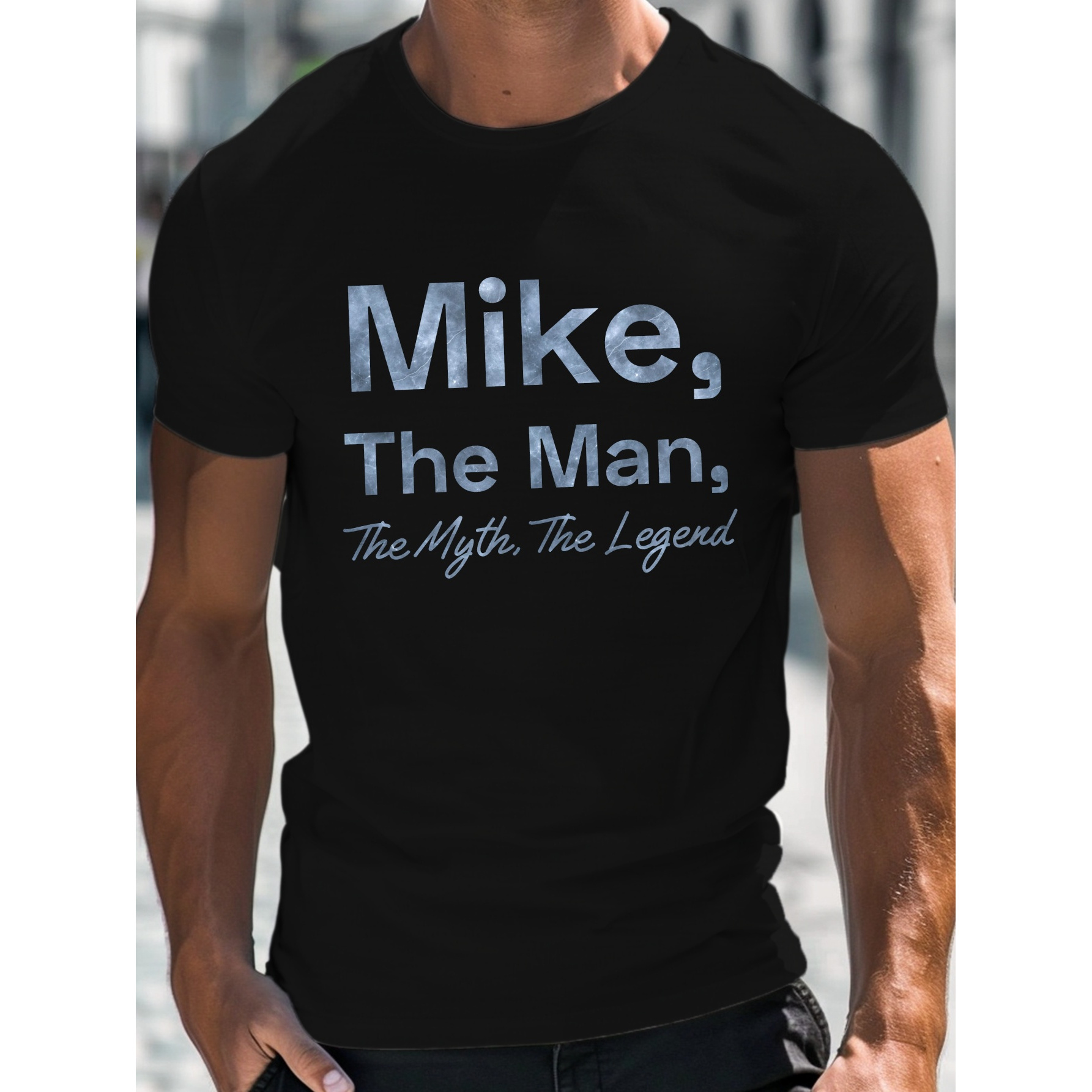 

Men's Mike Graphic Print Tshirt For Summer, Casual Trendy Short Sleeve Tees For Males