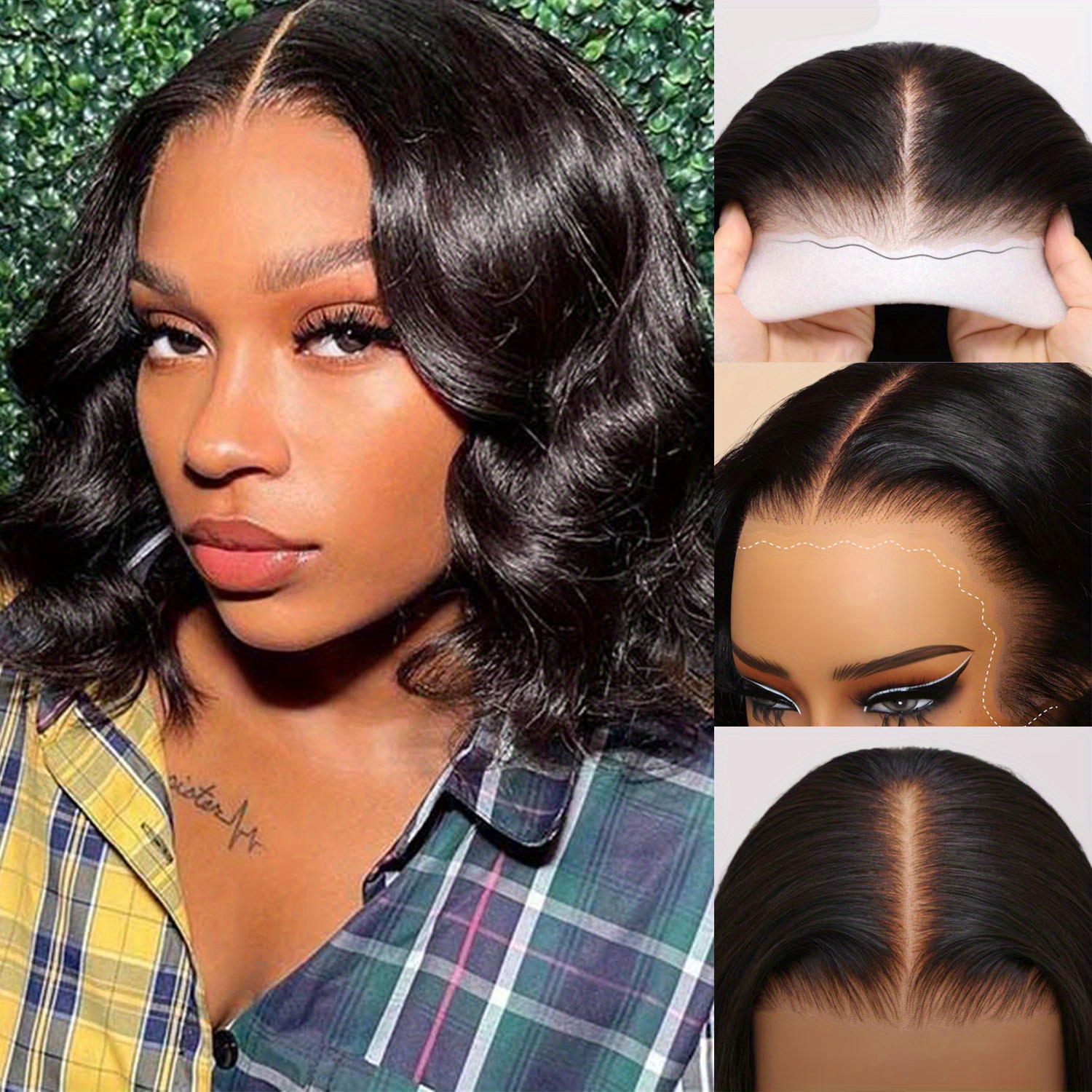 

Tewig Bye Bye Knots13x4 Pre Cut Lace Bouncy Body Wave Glueless Bob Wig 200% Density Wear And Go Glueless Wigs Human Hair Pre Plucked Pre Cut Bob Wigs For Body Wave Lace Front Wigs Upgraded No Glue