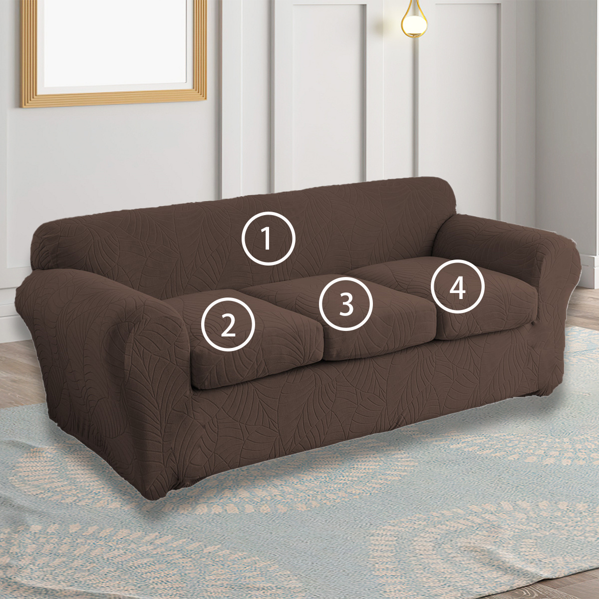 4er set blattstruktur jacquard sofabezug drei personen sofa