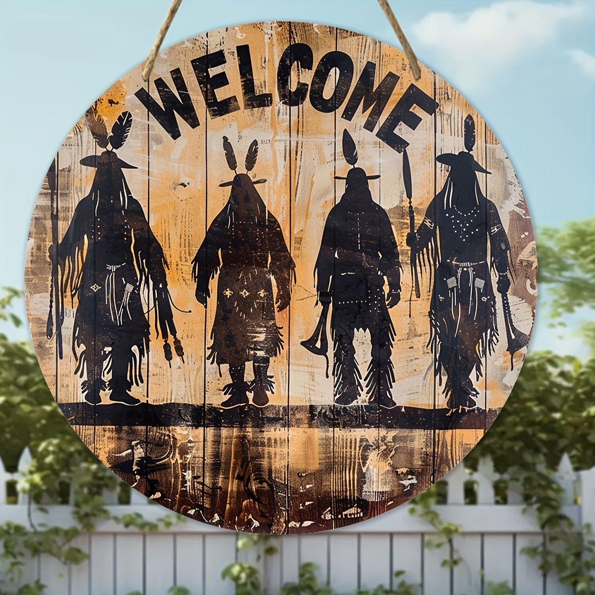 

Welcome Wooden Sign Wall Hanging - , 20x20cm, Handcrafted Round Decorative Sign For Home, Family , Front Door, Room Decor, Universal Holiday, No Electricity Needed, Easy Hanging