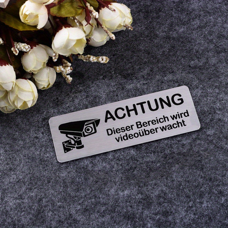 Aluminum Video Surveillance Signs - Self-adhesive Camera Warning Signs For Security - English Language, Durable Metal Material, Suitable For Various Mounting Surfaces